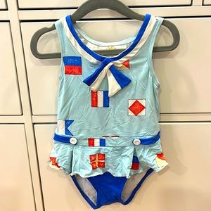 The Beaufort Bonnet Nautical swimsuit. Size 3T